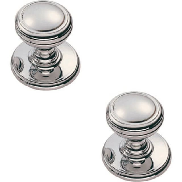 Loops 2x Ringed Tiered Cupboard Door Knob 25mm Diameter Polished Chrome Cabinet Handle Multi unisex