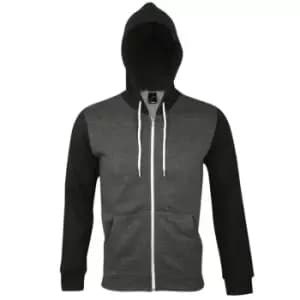 SOLS Silver Unisex Full Zip Hooded Sweatshirt / Hoodie (M) (Charcoal Marl)