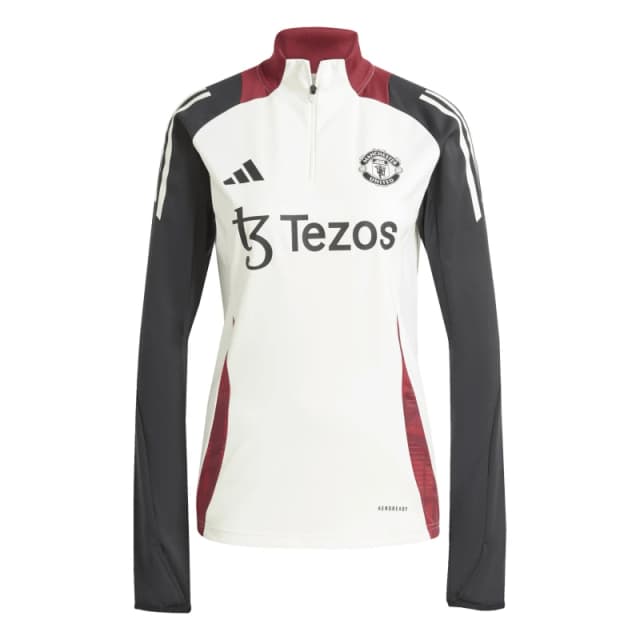 adidas Womens Manchester United Trainer Licensed Tracksuit Top Off White/Black female 8 (XS)