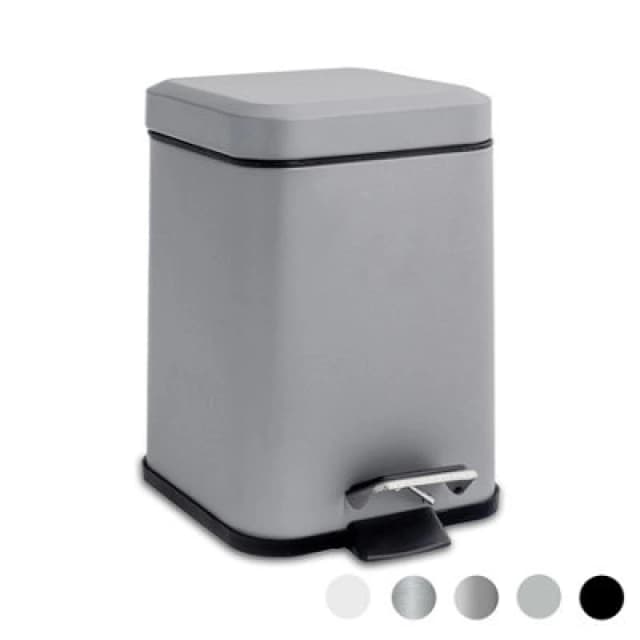 Harbour Housewares Bathroom Pedal Bin - 3L - Matt Grey - Square Stainless Steel Slim Rubbish Dustbin Lid And Inner Liner Bucket