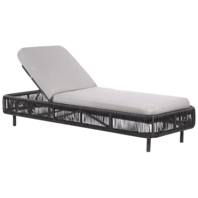 Beliani Sun Lounger With Cushion Osini Reclining Pe Rattan Grey