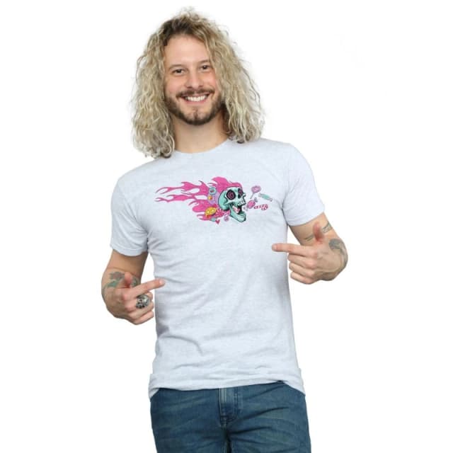 Disney Men Wreck It Ralph Candy Skull T-Shirt in Grey Size: Small Grey S Male 5057981370405