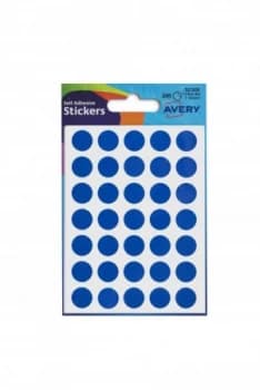 Avery Coloured Label Round 12mm DIA Blue (245 Labels) PK10