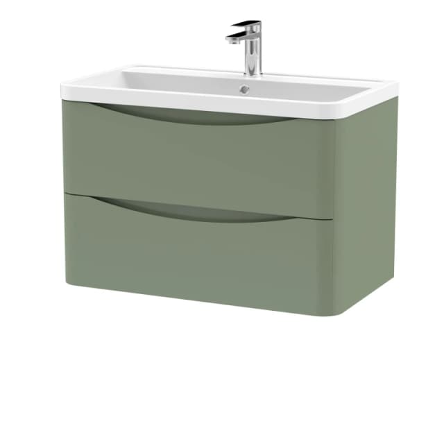 Balterley Wall Hung 2 Drawer Vanity Basin Unit Polymarble Basin Green 800mm Green