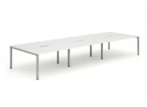 B2B Silver Frame Bench Desk 1200 White (6 Pod)