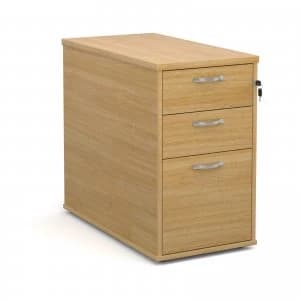 Maestro 25 Desk High 3 Drawer Pedestal With Silver Handles 800mm Deep - OAK
