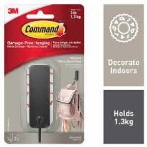 Command Medium Self Adhesive Matte Black Hook