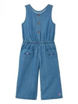 Joules Girls Una Chambray Jumpsuit - Blue