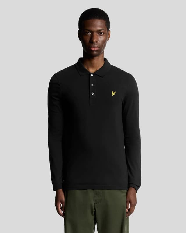 Lyle & Scott Longsleeved Polo Shirt Jet Black M