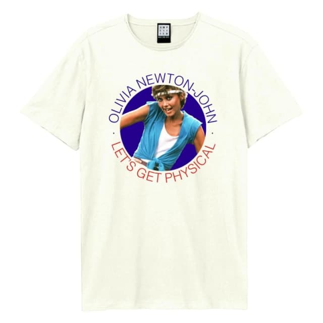 Amplified Amplified Men Let's Get Physical Olivia Newton-John T-Shirt in White Size: X-Small White XS Male 5063806408000
