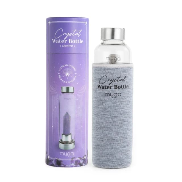 Myga Amethyst Crystal Glass Water Bottle Purple