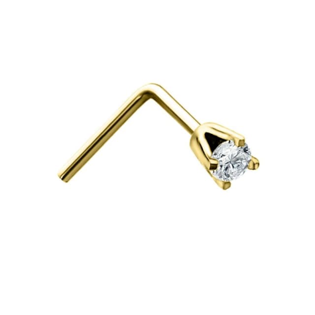 Jewelco London 9ct Gold Diamond Solitaire Claw Set Nose Stud 0.02ct 1.65mm - JNS063 Gold female