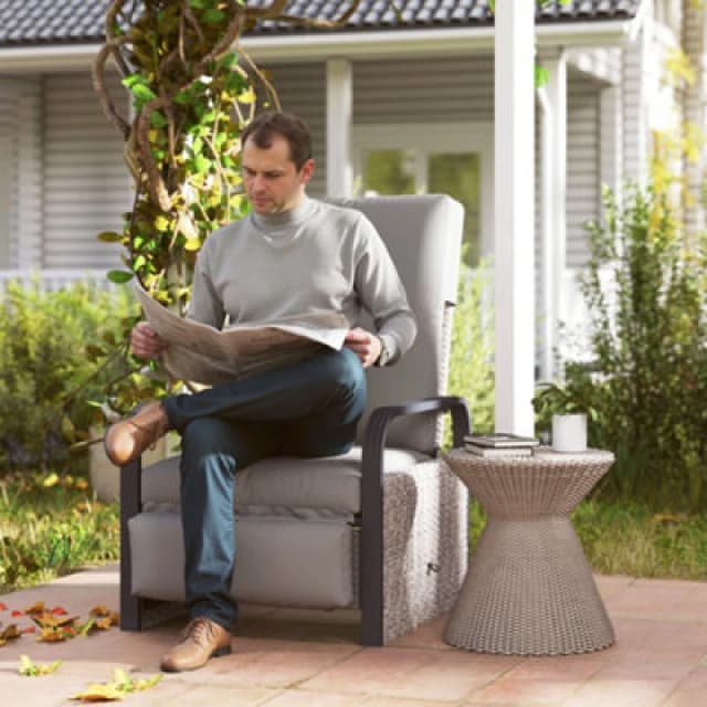 Outsunny Rattan Garden Recliner Chair Sun Lounger w/ Side Tray - Light Grey/Dark Grey TJ Hughes 5063603550629