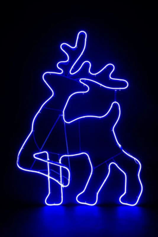 Shatchi Walking Reindeer Neon Effect Rope Light Silhouette Double Side 90 Blue Leds Christmas Outdoor