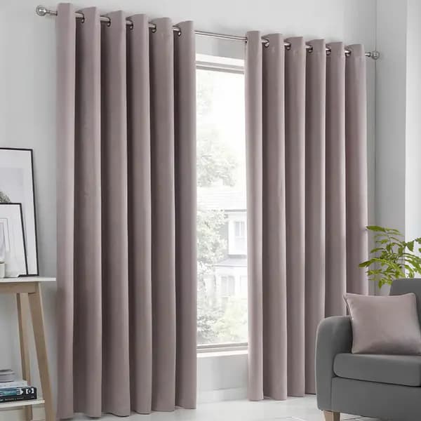 Fusion Strata Woven Eyelet Lined Curtains, Blush, 46 x 72" - Fusion SR5BH46726UPU
