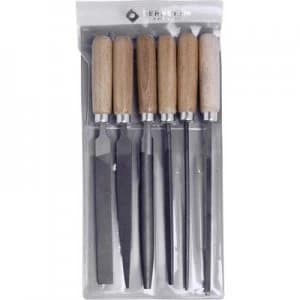 Bernstein 5-240 Schlusselfeilen-Set with wooden handle in a Case 6 pcs. 100 mm