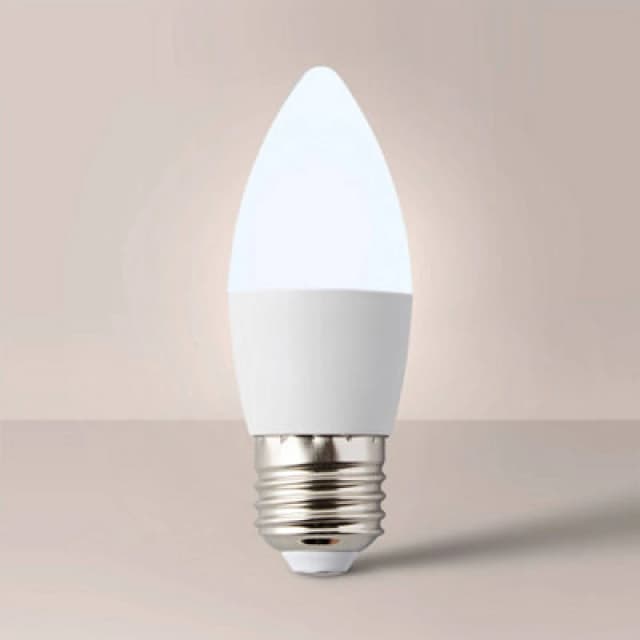 ValueLights 10 Pack E27 White Thermal Plastic Candle LED 4W Cool White 6500K 400lm Light Bulb White