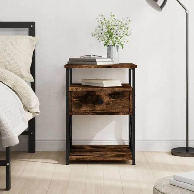VIDAXL Bedside Cabinet Smoked Oak 40x42x55cm Engineered Wood Vidaxl 8720845940362