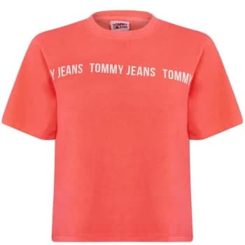 Tommy Jeans Crop Tape T Shirt - TAA DIVA Pink