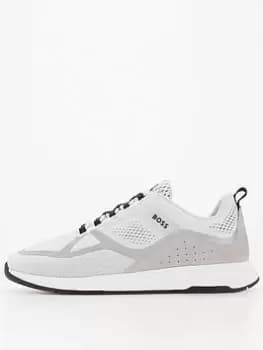 BOSS BOSS Titanium Tech Knit Runner Trainers, White, Size 6, Men
