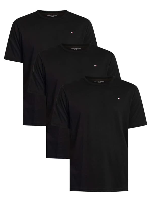 Tommy Hilfiger 3 Pack Signature Cotton Essentials Lounge T-Shirts Black XXL