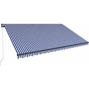 Vidaxl - Manual Retractable Awning with LED 500x300cm Blue and White Blue