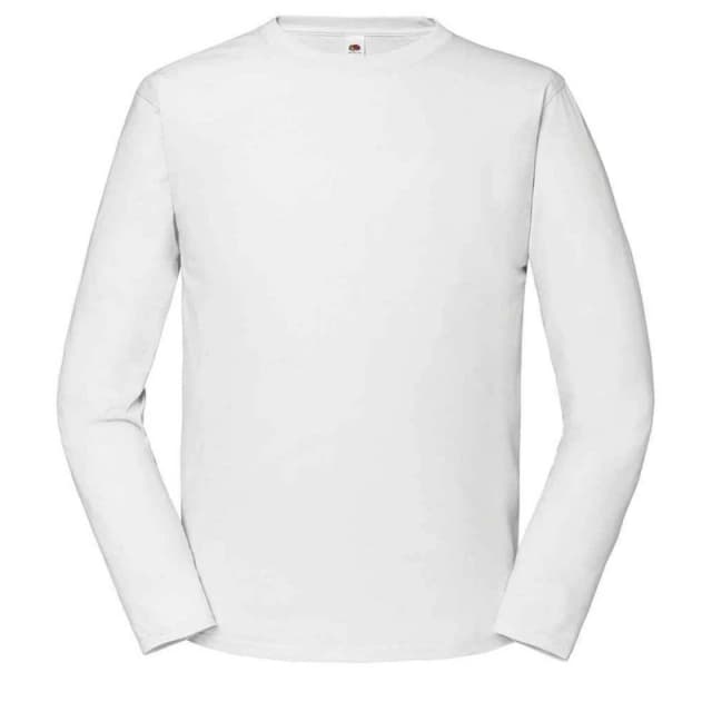 Fruit Of The Loom Fruit of the Loom Men Iconic 195 Premium Long-Sleeved T-Shirt in White Size: X-Small White XS Male 5063425848843