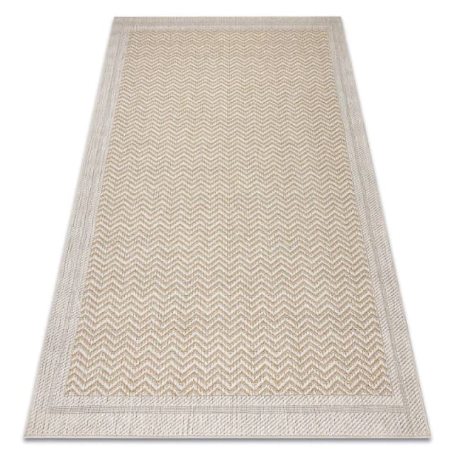 RugsX Carpet Origi 3739 Cream / Beige - Frame, Herringbone Flat-Woven Sisal String 78X150 Cm