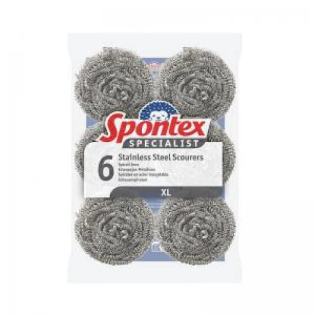Spontex Specialist Stainless Steel Scourers XL Silver (6 Pack) 19500135