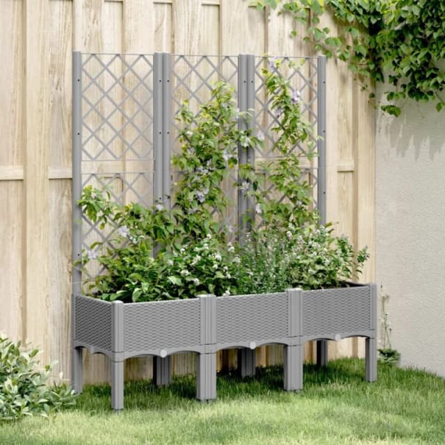 VIDAXL Garden Planter with Trellis Light Grey 120x40x142cm PP vidaXL 8721012411340