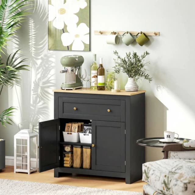 HOMCOM Sideboard, Kitchen Storage Cabinet w/ Adjustable Shelf, Drawer in Black Unisex