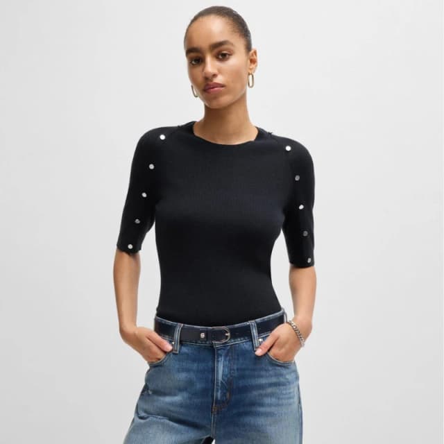 Boss Famistosa Knit T-Shirt Dark Blue female XS