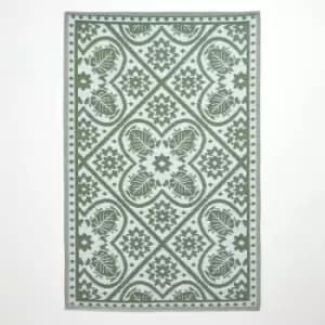 Homescapes - Green Outdoor Rug with Floral Leaf Pattern, 122 x 182cm - Green