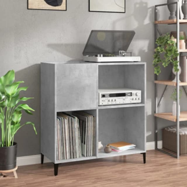 VIDAXL Record Cabinet Concrete Grey 84.5x38x89cm Engineered Wood vidaXL 8720845879075
