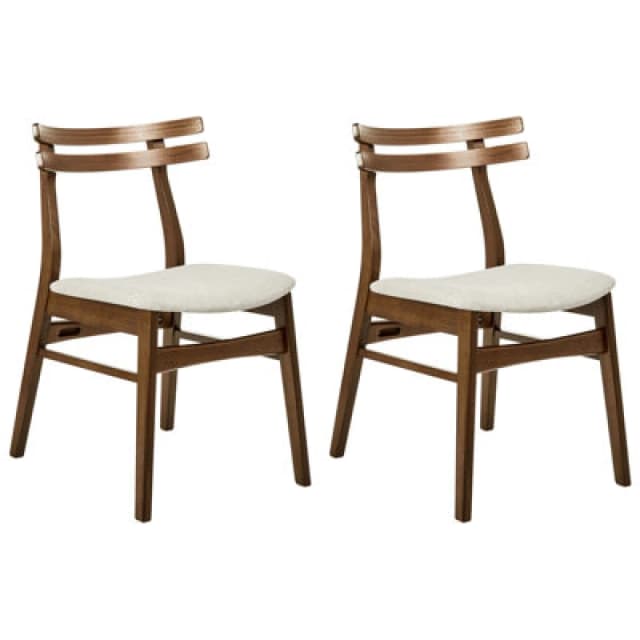 Beliani Set Of 2 Dining Chairs Cynthiana Wood Light Beige