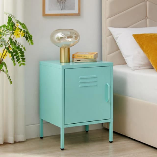 FurnitureboxUK FurnitureboxUK Teksi 1 Door Light Blue Metal Locker Bedside Table Blue One Size Unisex 5056657188399