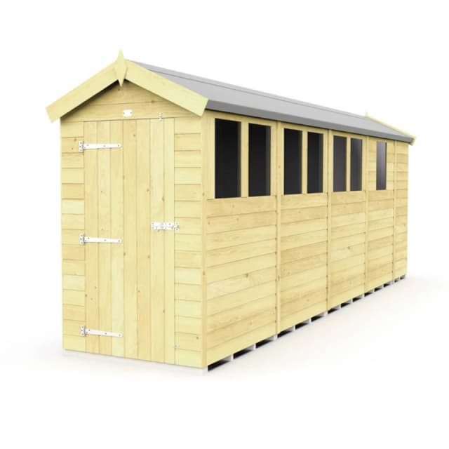 Buttercup Farm 4 x 17 Feet Apex Shed - Single Door W/ Windows - L503 x W118 x H217cm in Brown Brown Unisex