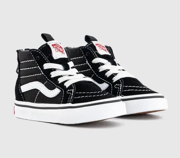 Vans Kids Sk8 Hi Zip Toddler Black White, 9 Infant