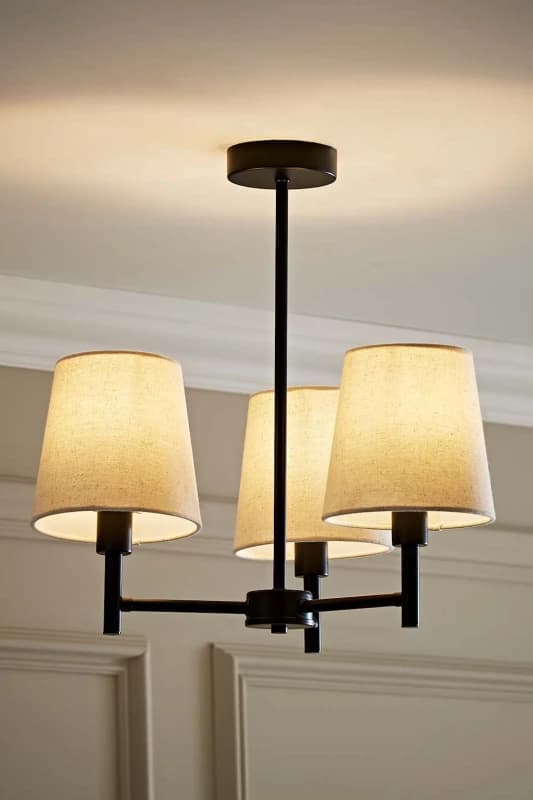 ValueLights ValueLights Kincaid 3 Arm Tapered Shade Chandelier Style Ceiling Light with Bulbs in Black One Size Unisex 5059406070952
