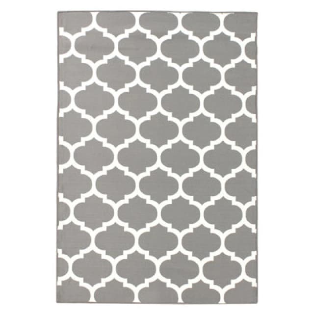 Beliani Outdoor Rug Aksu Grey 140 X 200 Cm Reversible