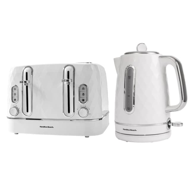 Hamilton Beach Diamond Kettle & Toaster Set White White Unisex