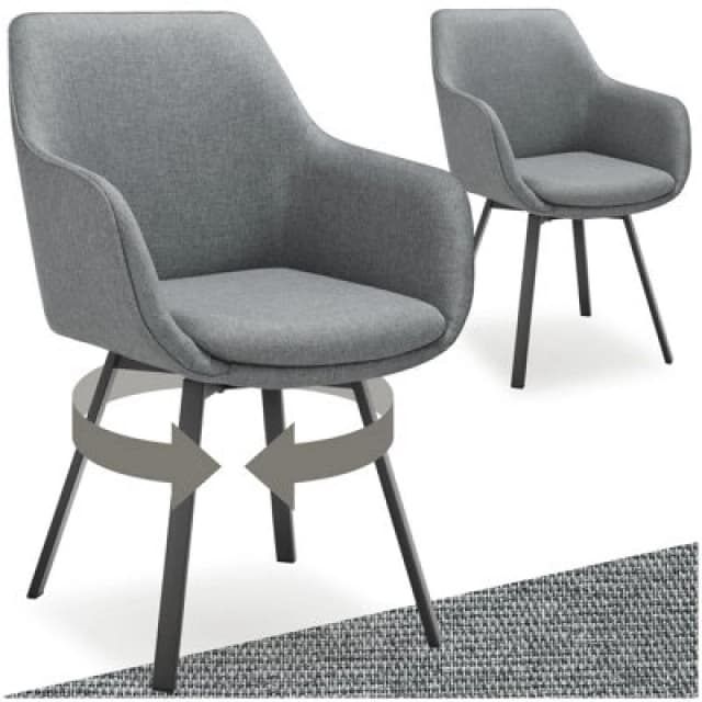 Tectake Set Of 2 Dining Chair Alicon - Swivel Armchair With Padding And Continuous Backrest - Anthracite