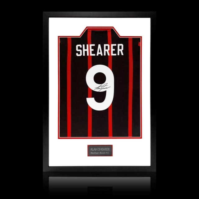The Fan Cave Alan Shearer Signed Retro Blackburn Rovers Shirt P Black unisex 850x600mm