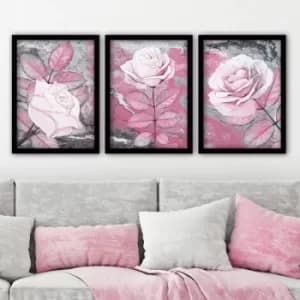 3SC86 Multicolor Decorative Framed Painting (3 Pieces)