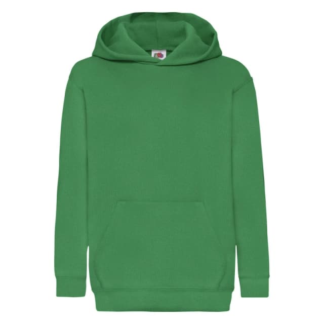 Fruit of the Loom Classic Hooded Sweatshirt in Green Size: 12-13 Years Green Unisex 12-13 Years