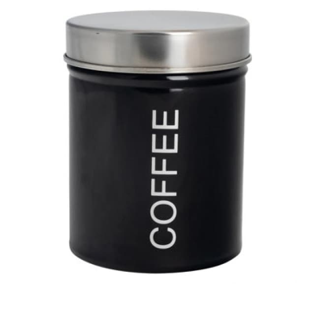 Harbour Housewares Kitchen Coffee Canister - Black - Round Metal Storage Caddy Tin Jar