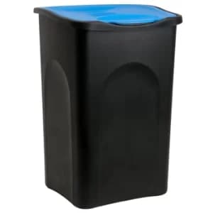 Waste Bin with Lid 50 L Trash Can Kitchen Office Black Blue