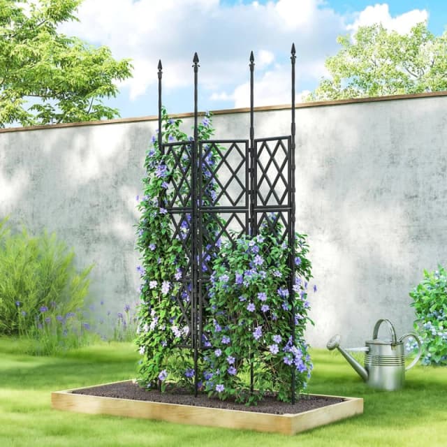 OUTSUNNY Foldable Garden Trellis, Lattice Climbing Support Trellis in Black Unisex