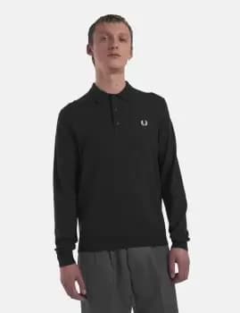 Fred Perry Long Sleeve Knitted Shirt - Night Green