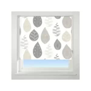 Universal - Leaf Patterned Thermal Blackout Roller Blind, Neutral, W90cm
